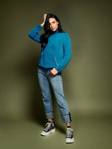 Elena Wang Teal Turtleneck Sweater