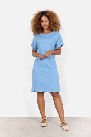 Soyaconcept 'Derby' Slub Knit T-Shirt Tunic Dress - Crystal Blue