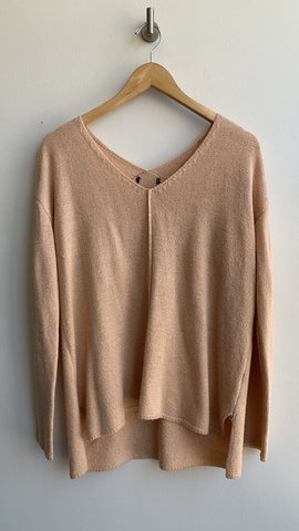Peach V-Neck Front Seam Sweater - Size Medium