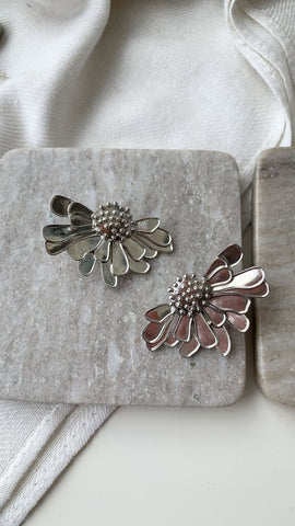 Silver Half Flower Fashion Earrings