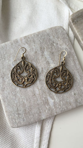 Bronze Intricate Design Dangle Threader Earrings
