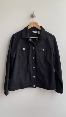 Carrol Reed Black Silver Snap Front Collared Jacket - Size Medium