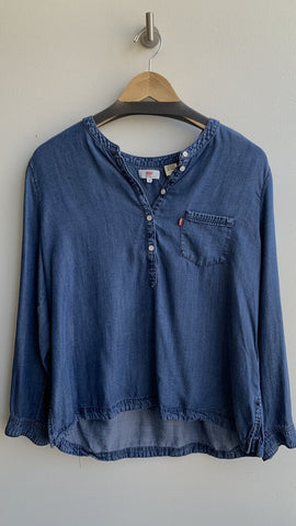 Levi's Chambray Blue 1/4 Button Front Chest Pocket Long Sleeve Shirt - Size X-Large