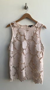 RW & Co Blush Pink Floral Cut-out Sleeveless Blouse - Size Large