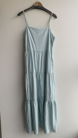 Frank and Oak Green/White Stripe Tiered Thin Strap Maxi Dress - Size Large (NWT)