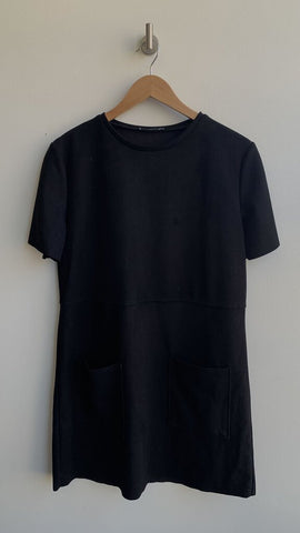 Zara Black Front Pocket T-Shirt Dress - Size Medium