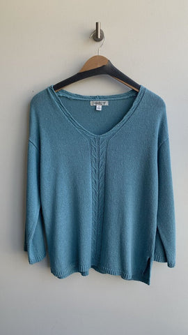 Coldwater Creek Blue Knit V-Neck Sweater - Size Medium