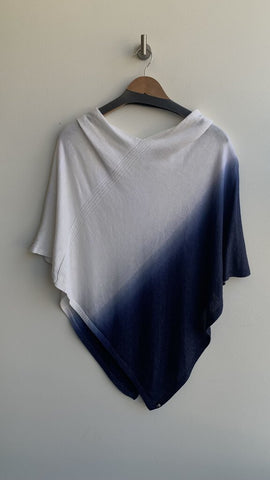 Fraas White/Navy Knit Shawl - One Size