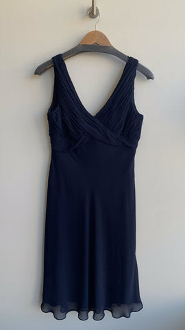 Adrianna Papell Navy Rouch Chest Sleeveless Fit & Flare Dress - Size 10