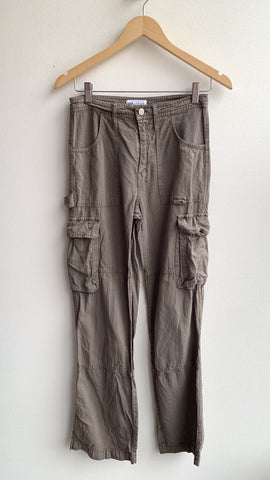 Zara Brown Linen Bend Cargo Pants - Size 2