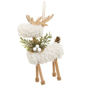 Natural Wool Deer Ornament