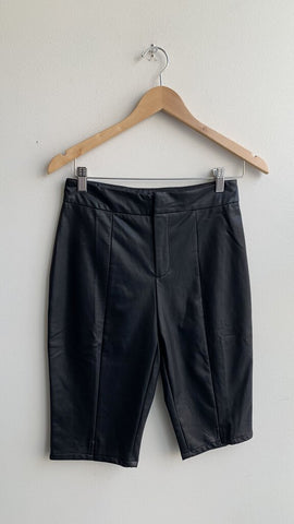 Mulla Black Vegan Leather High Waisted Knee Length Short - Size Medium