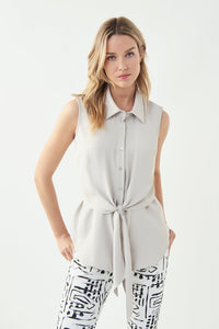 Joseph Ribkoff 221378 Sleeveless Tie Front Top