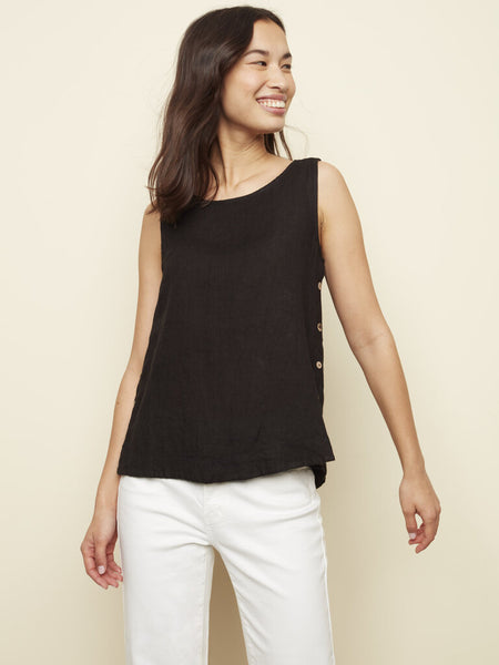 Charlie B Black Linen Tank Top