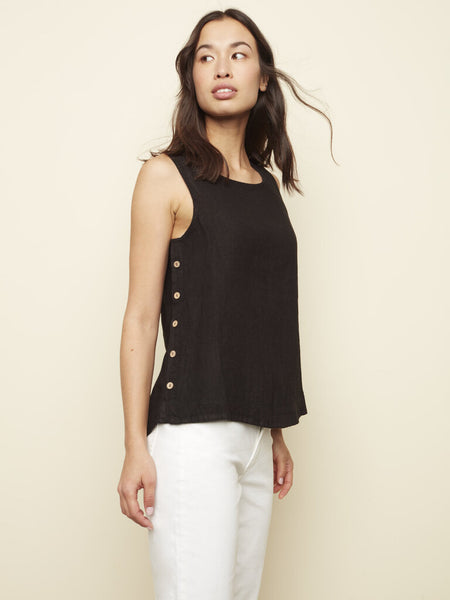 Charlie B Black Linen Tank Top