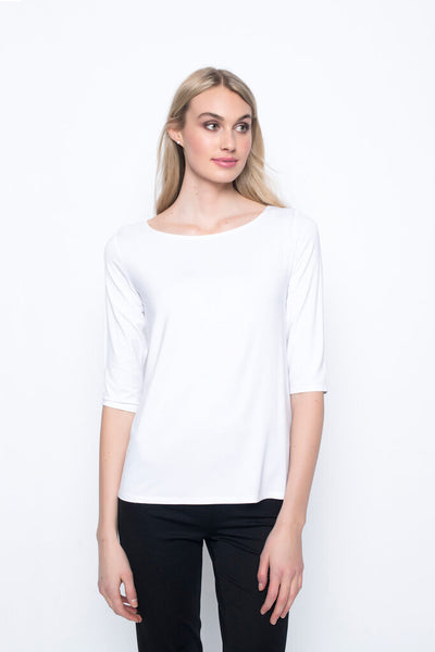 Picadilly White 3/4 Sleeve Top