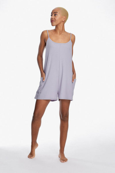 Paper Label 'Carlee' Rib Romper in Quartz