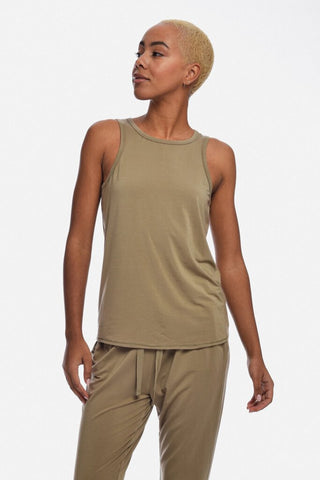 Paper Label 'Venice' High Neck Olive Tank