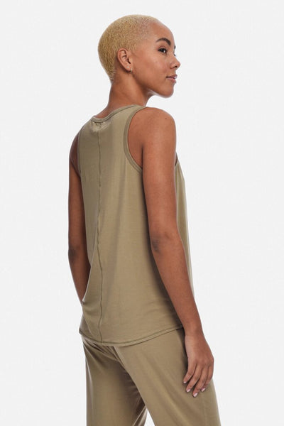 Paper Label 'Venice' High Neck Olive Tank