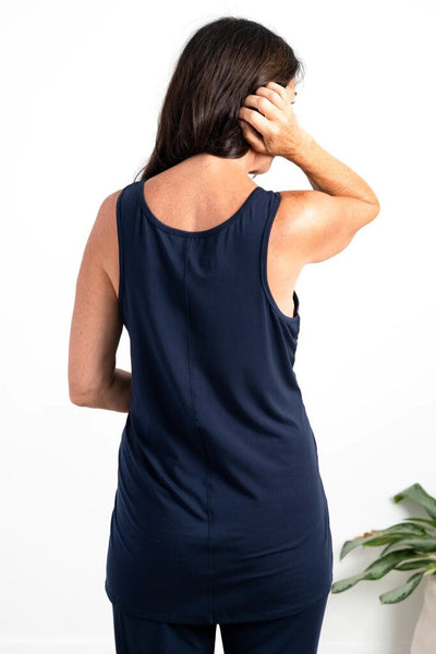 Paper Label 'Venice' High Neck Navy Tank