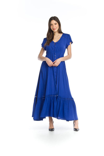 Papillon Button Down Frill Hem Maxi Dress