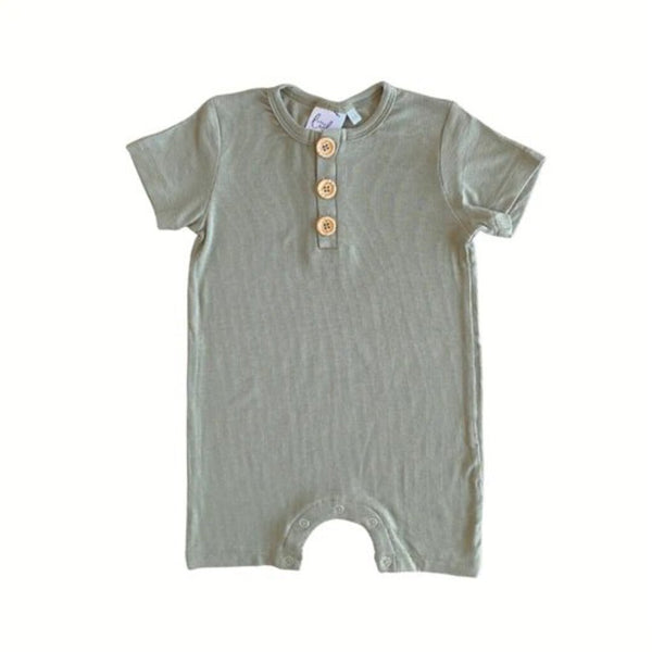 Little Luba Matcha Ribbed Playsuit