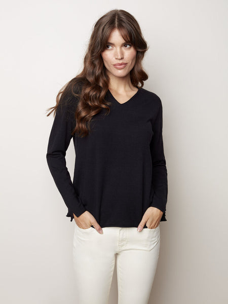 Charlie B V-Neck Sweater - Black