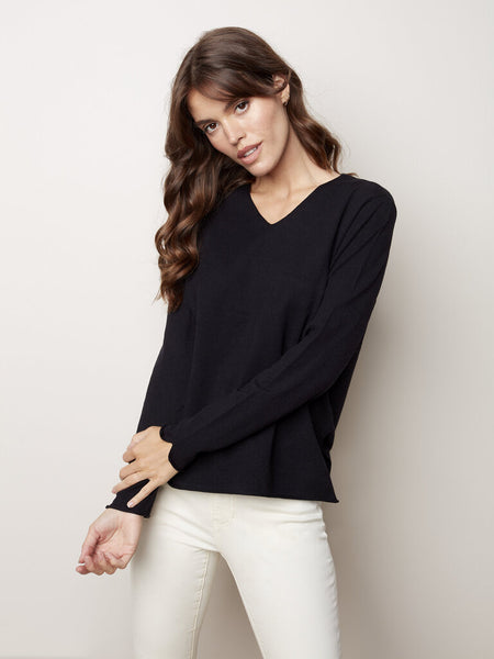Charlie B V-Neck Sweater - Black