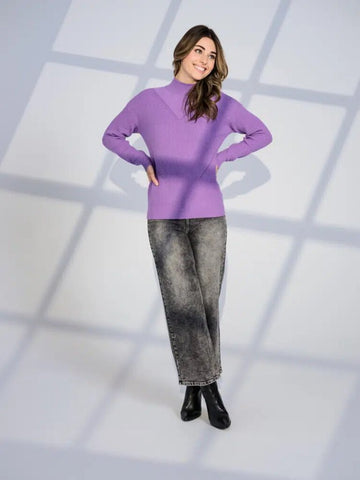 Alison Sheri Lavender Mock Neck Sweater