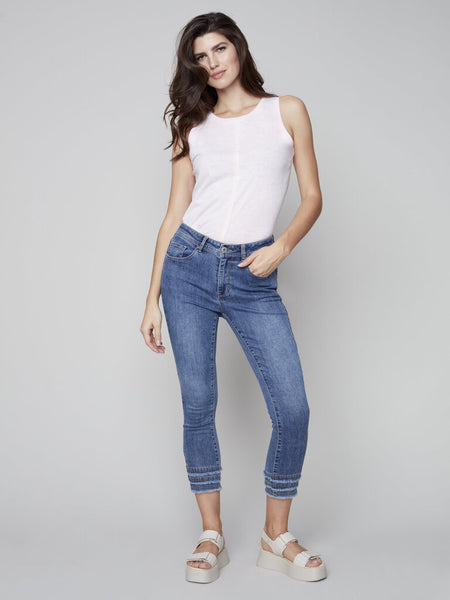 Charlie B Fringed Cropped Denim