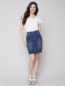 Charlie B Indigo Frayed Denim Skort