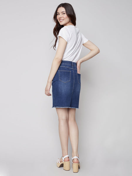 Charlie B Indigo Frayed Denim Skort