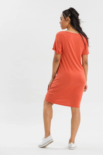 Lav + Kush Knot T-Dress - Paprika