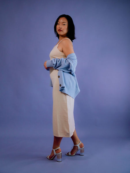 Faun 'Essentia' Fitted Knit Midi Dress - Cream