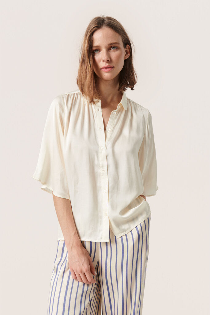 Soaked In Luxury 'Hela' Satin Blouse in Whisper White