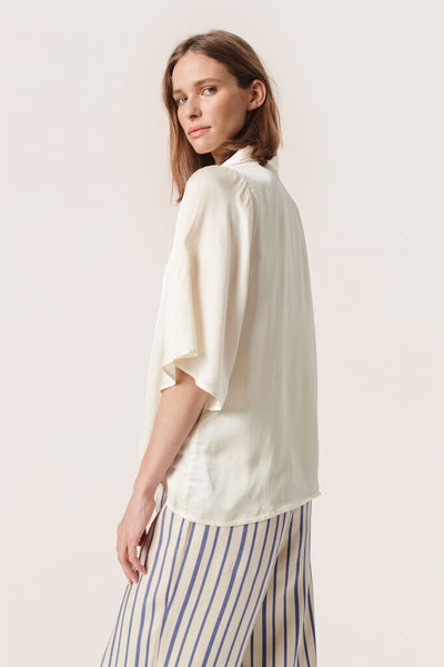 Soaked In Luxury 'Hela' Satin Blouse in Whisper White
