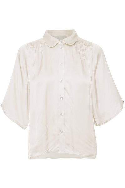 Soaked In Luxury 'Hela' Satin Blouse in Whisper White