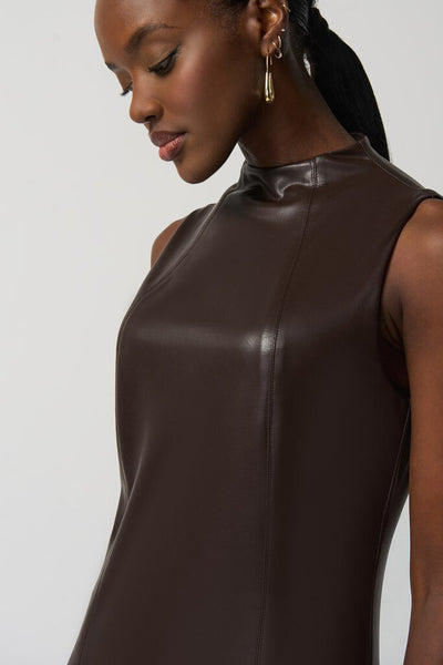 Joseph Ribkoff 233010 Mocha Faux Leather Dress