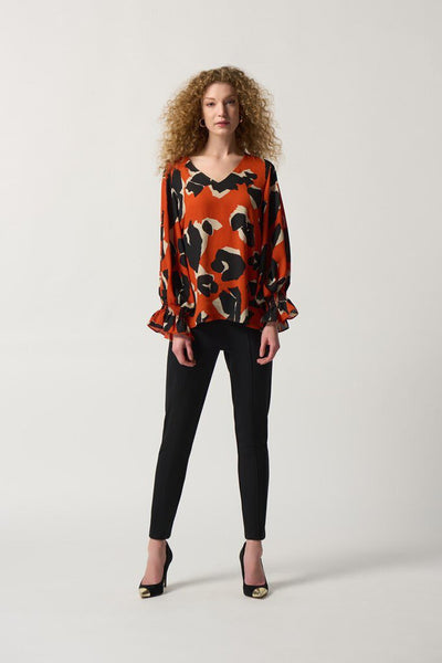 Joseph Ribkoff 233201 V-Neck Puff Sleeve Top