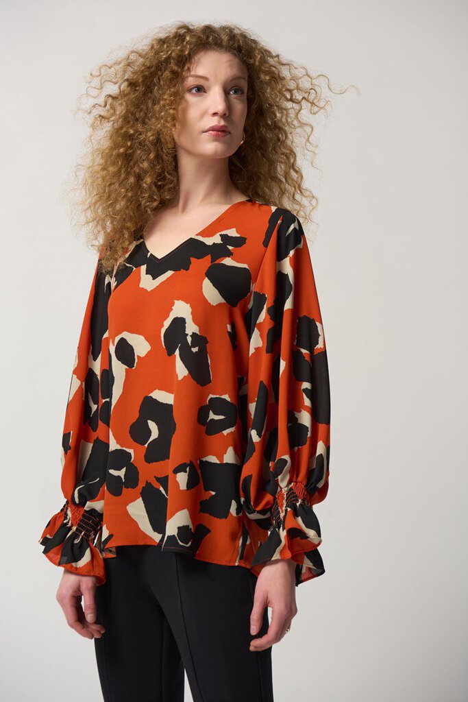 Joseph Ribkoff 233201 V-Neck Puff Sleeve Top