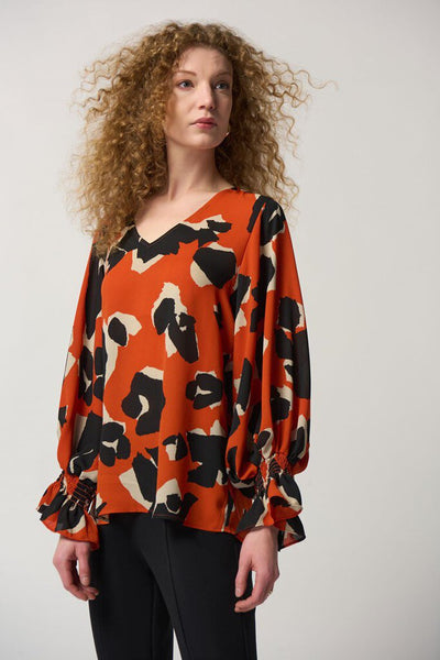 Joseph Ribkoff 233201 V-Neck Puff Sleeve Top