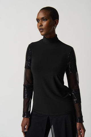 Joseph Ribkoff 234230 Sequin Mesh Silky Knit Top