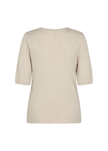 Soyaconcept 'Dollie' Ribbed 1/2 Sleeve Sweater - Cream