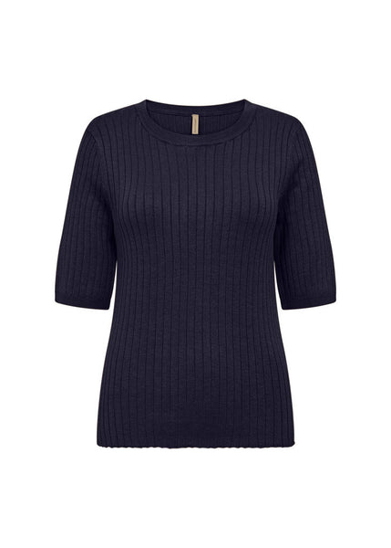 Soyaconcept 'Dollie' Ribbed 1/2 Sleeve Sweater - Black