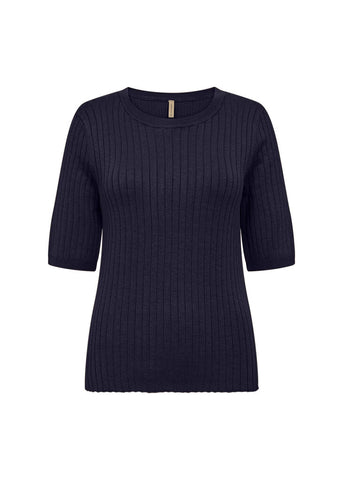 Soyaconcept 'Dollie' Ribbed 1/2 Sleeve Sweater - Black