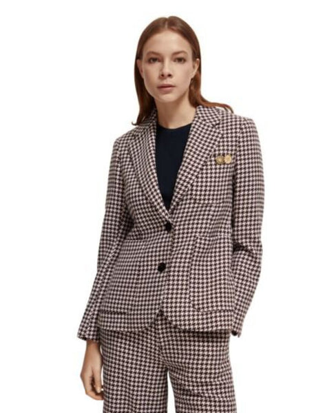 Scotch & Soda Pink/Brown Houndstooth Blazer