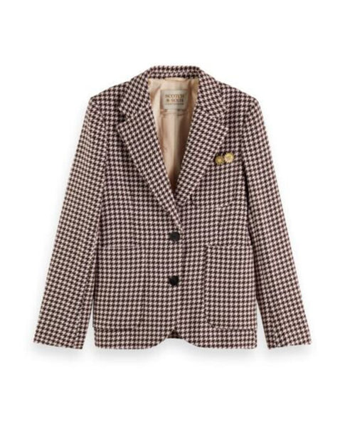 Scotch & Soda Pink/Brown Houndstooth Blazer