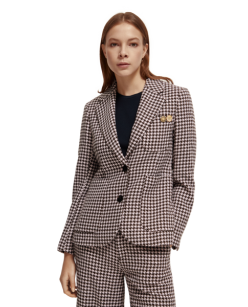 Scotch & Soda Pink/Brown Houndstooth Blazer