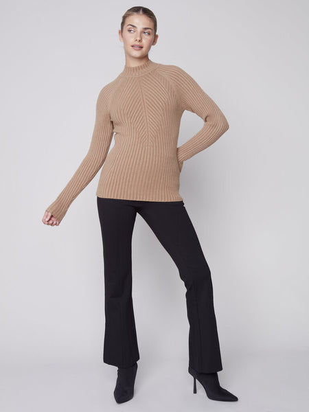 Charlie B Mock Neck Plushy Knit Rib Sweater