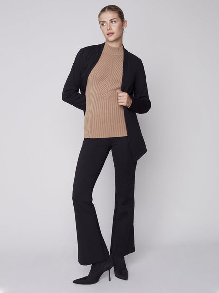 Charlie B Mock Neck Plushy Knit Rib Sweater